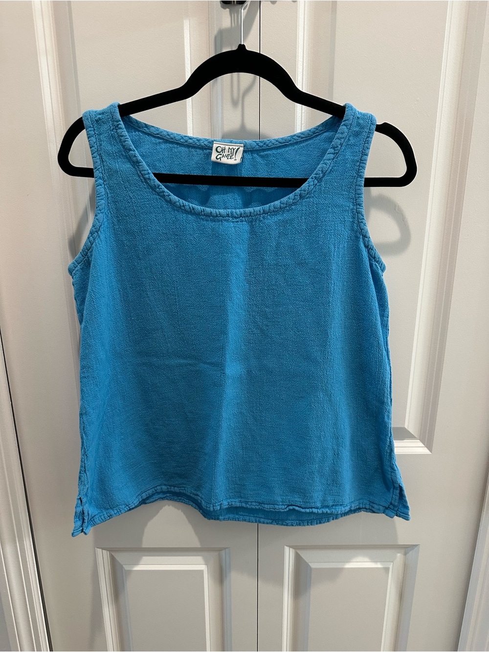 Oh My Gauze! Bright Blue Scoop Neck Tank 100% Cotton Size 1